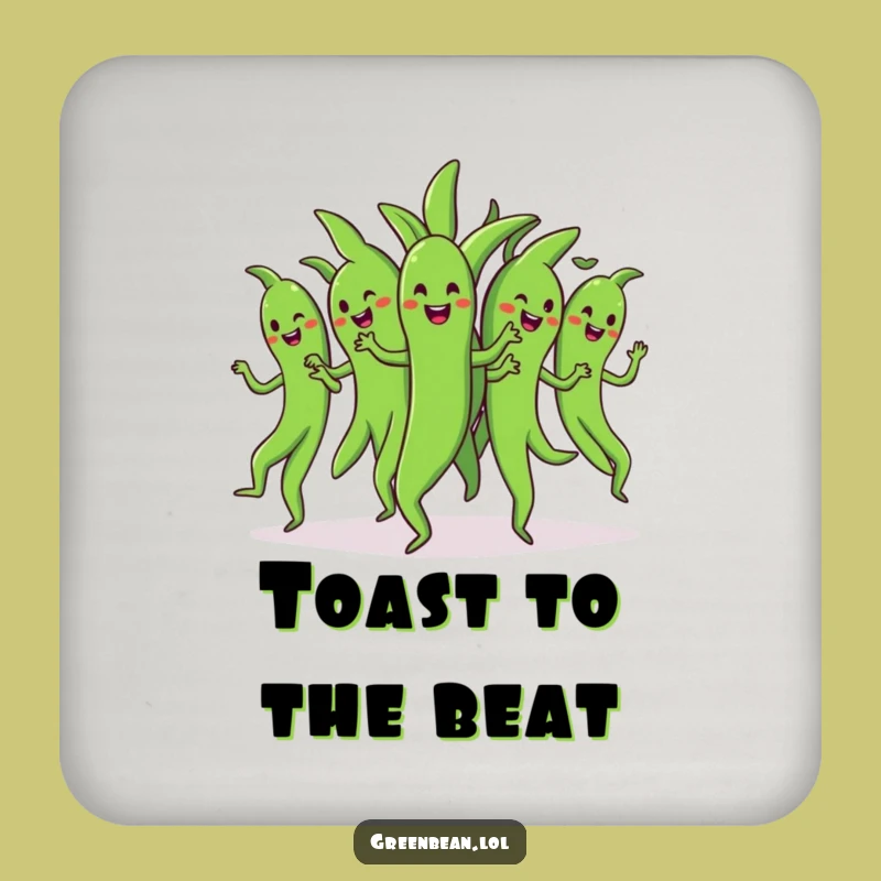 Funny Dancing Green Beans Coasters (Set of 4): Hilarious Group Vegetable Protection