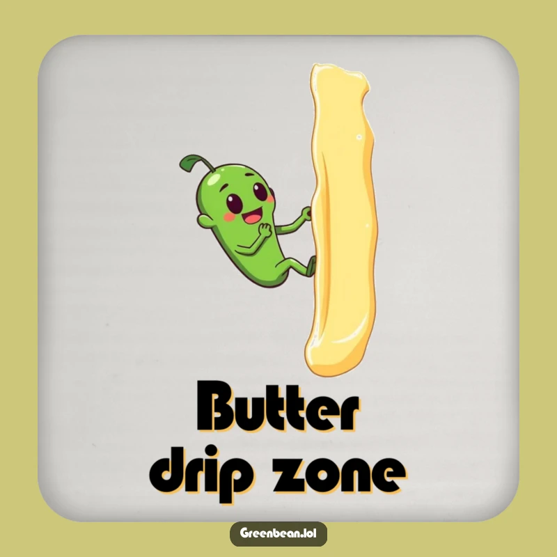 Funny Green Bean Butter Climb Coaster: Humorous Veggie Bar Accessory Gift