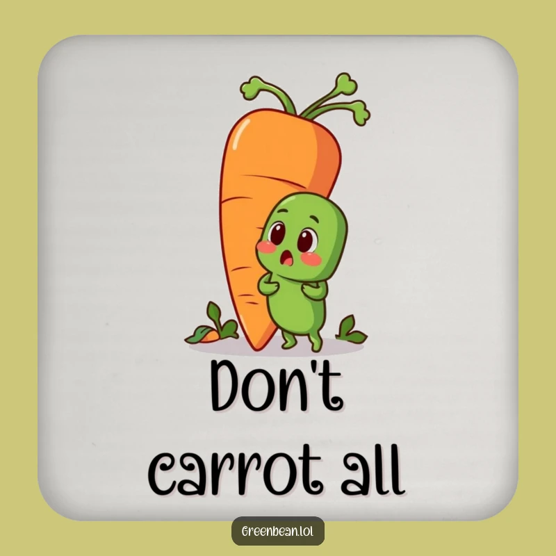 Funny Green Bean Carrot Coaster: Humorous Vegetable Surprise Protection, Perfect Gift