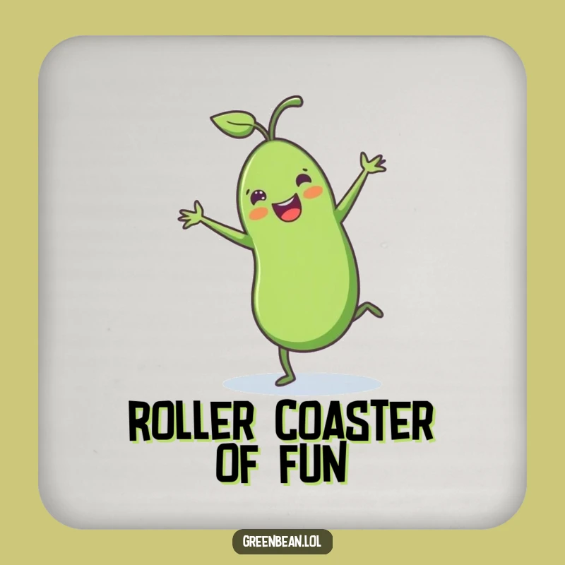 Funny Green Bean Cartwheel Coasters (Set of 4): Hilarious Vegetable Protection for Drinks