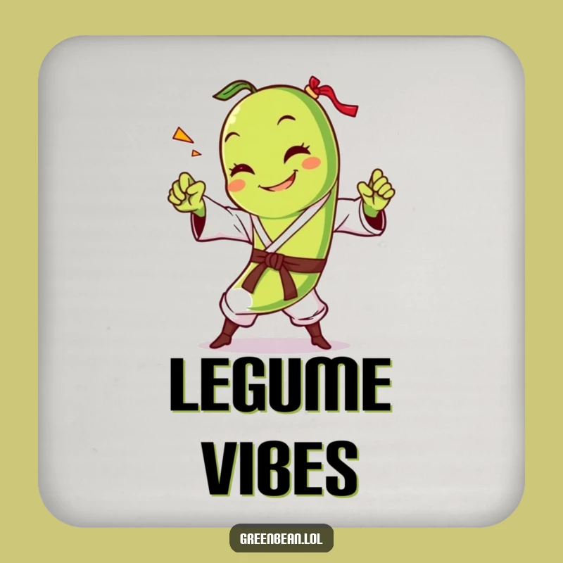 Funny Green Bean Karate Chop Coaster: Protect Surfaces with Laughs, Perfect Funny Gift