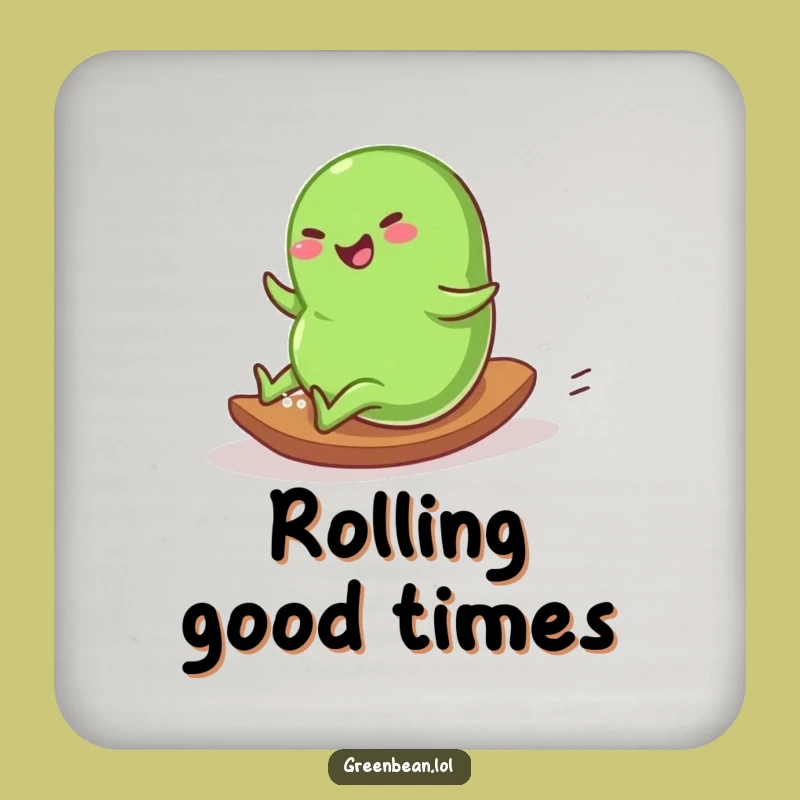 Funny Rolling Bean Coaster: Joyful Descent, Table Protection Humor Gift
