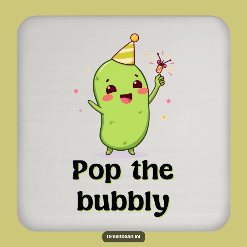 Funny Green Bean Party Popper Coasters: Protect Surfaces with Festive Fun