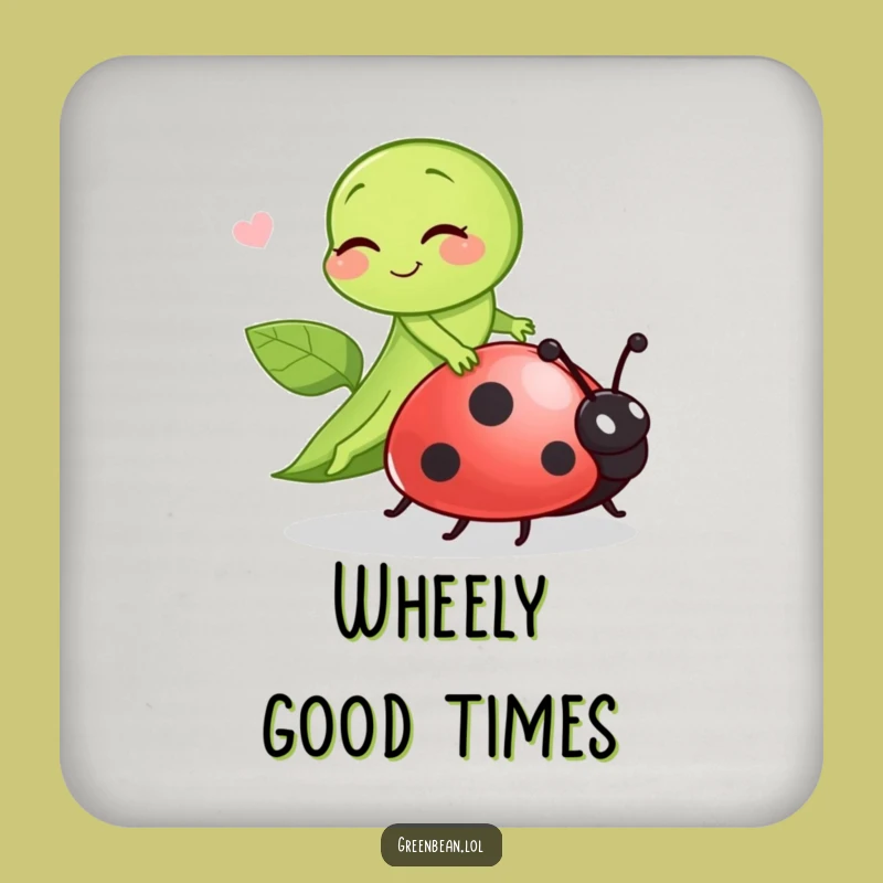 Funny Green Bean Ladybug Rider Coaster Set: Protect Surfaces with Humor!