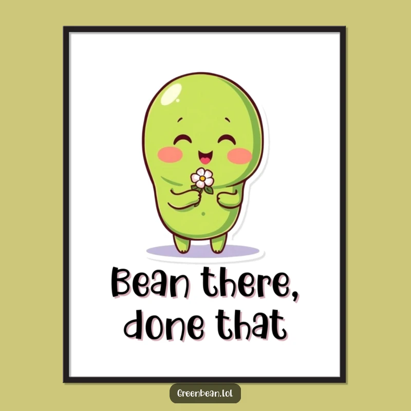Funny Green Bean Flower Poster: Charming Art for a Giggle!