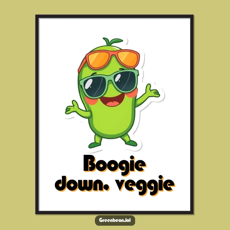 Funny Disco Green Bean Poster: Retro Vibes for Your Walls