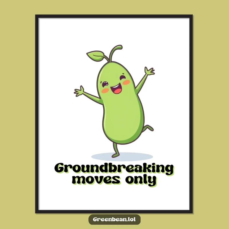 Funny Green Bean Cartwheel Poster: Vibrant & Hilarious Vegetable Wall Art