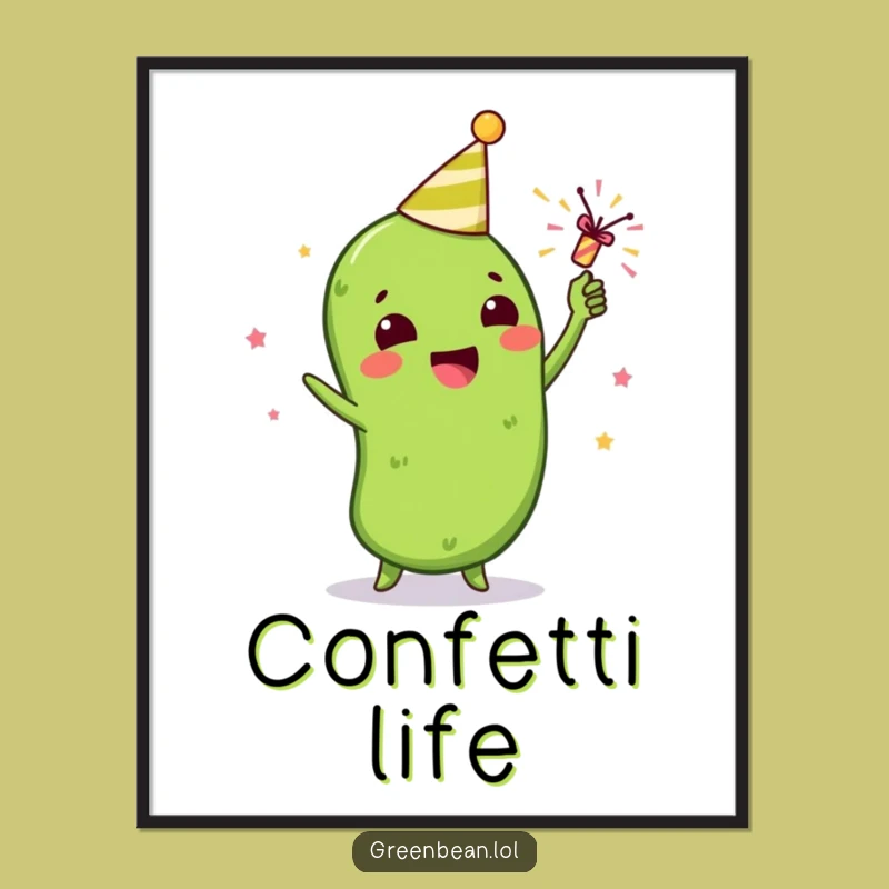 Funny Green Bean Party Popper Poster: Instant Celebration for Your Walls