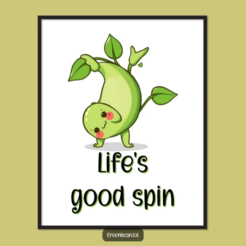 Funny Green Bean Somersault Poster: Add Dynamic Humor to Your Decor!