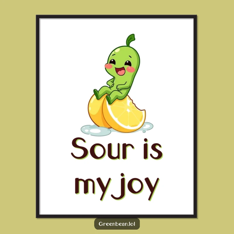 Funny Lemon Slide Poster: Citrus Fun Art, Whimsical Funny Gift