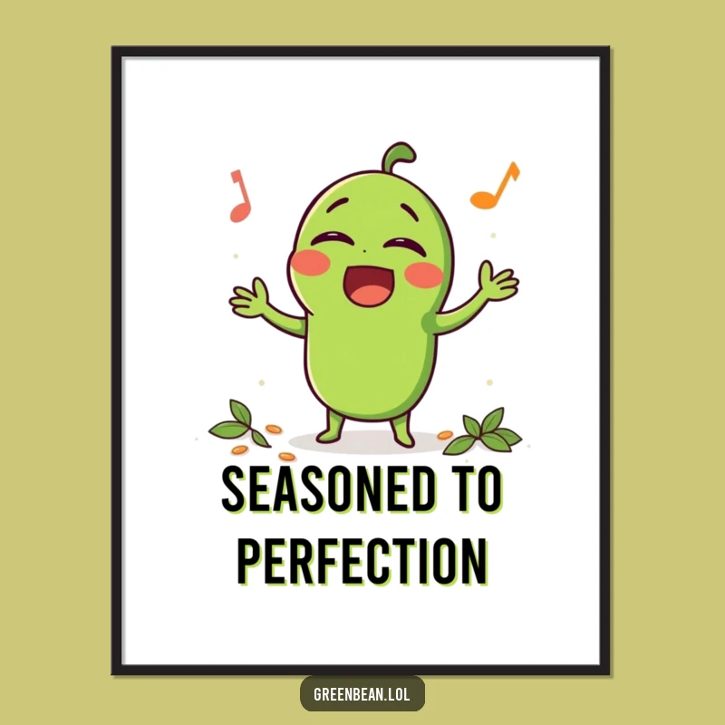 Funny Singing Bean Poster: Seasoned Star Art, Whimsical Wall Decor Gift