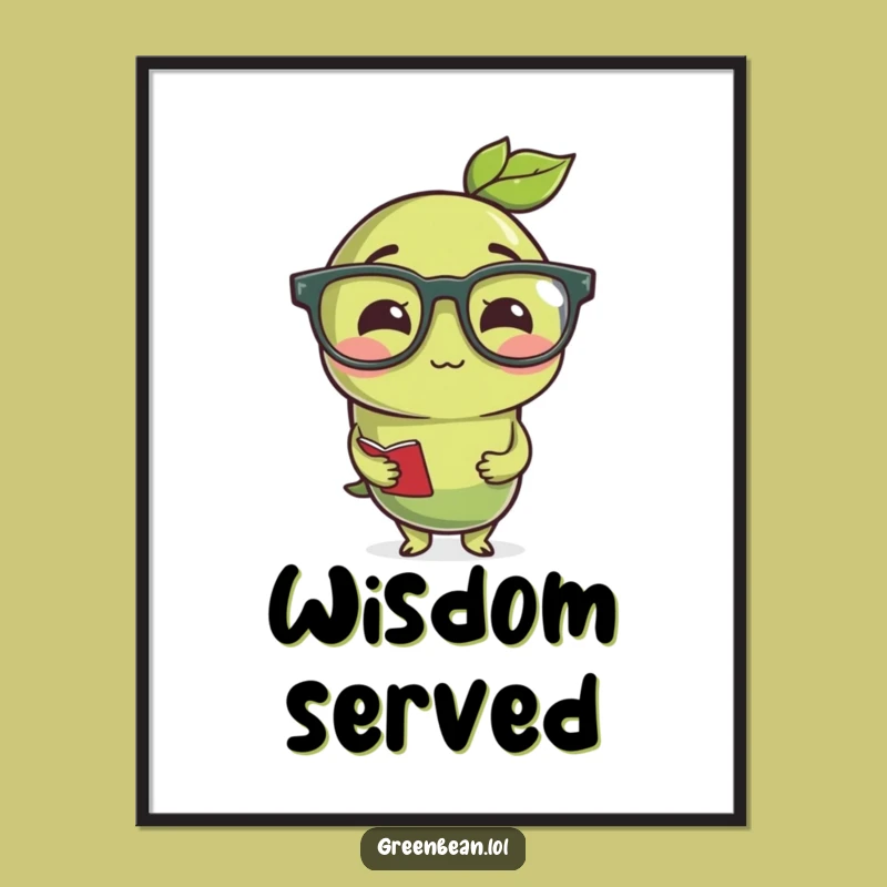 Funny Studious Green Bean Poster: Hilarious Art for Smart Spaces!