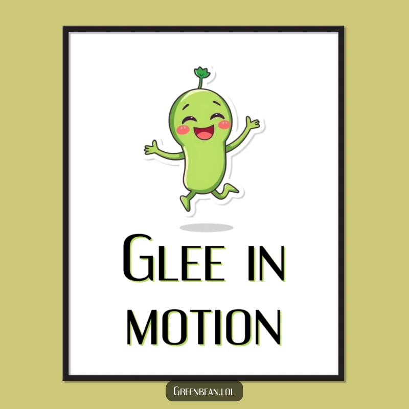 Funny Green Bean Skipping Poster: Joyful Wall Art, Perfect Printable Funny Gift
