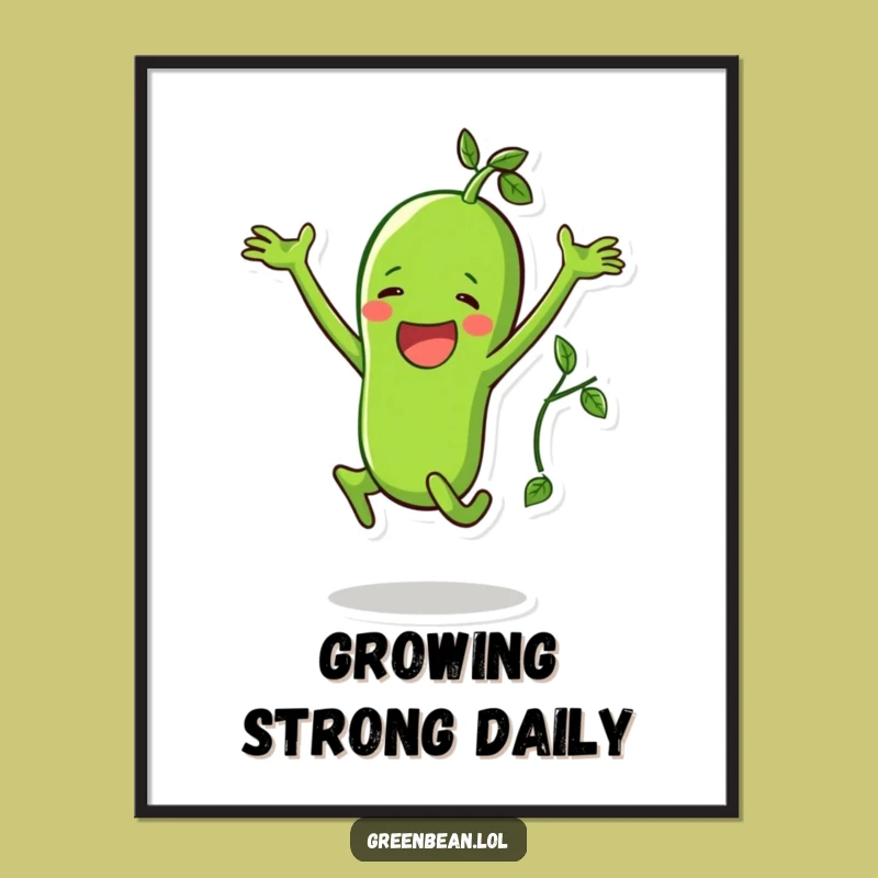 Funny Green Bean Jumping Jack Poster: Energetic Veggie Art, Perfect Gift for Gym Walls