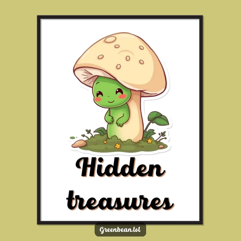 Funny Shy Bean Poster: Adorable Woodland Wall Art