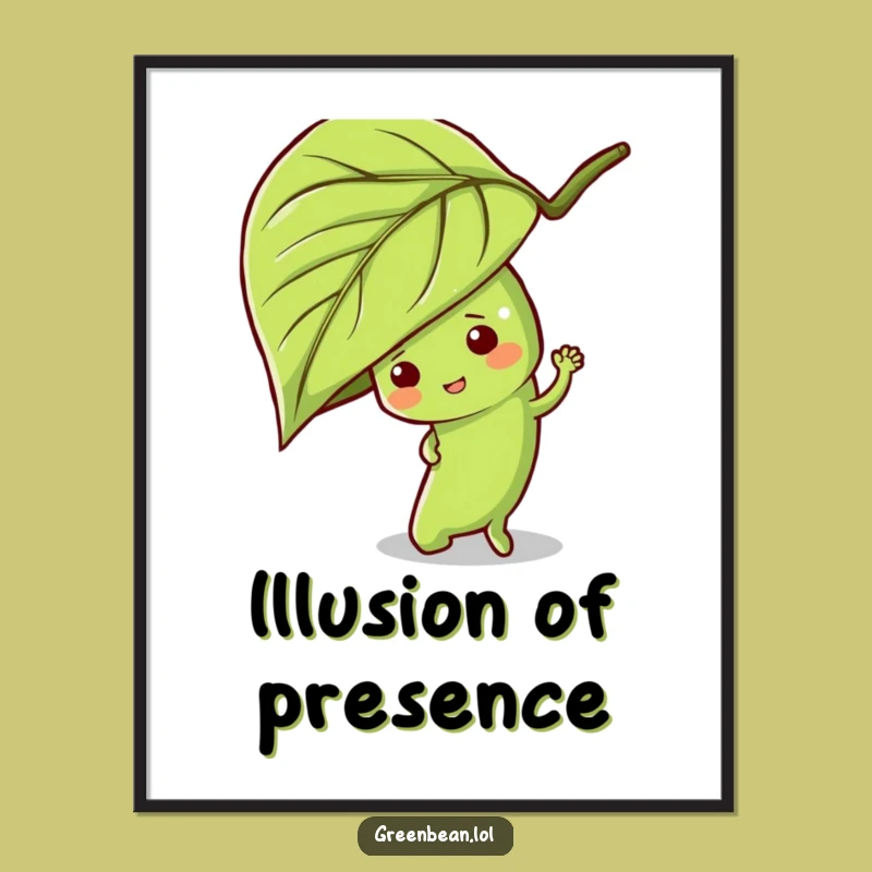 Funny Hide-and-Seek Green Bean Poster: Mischievous Art, Framable Funny Gift