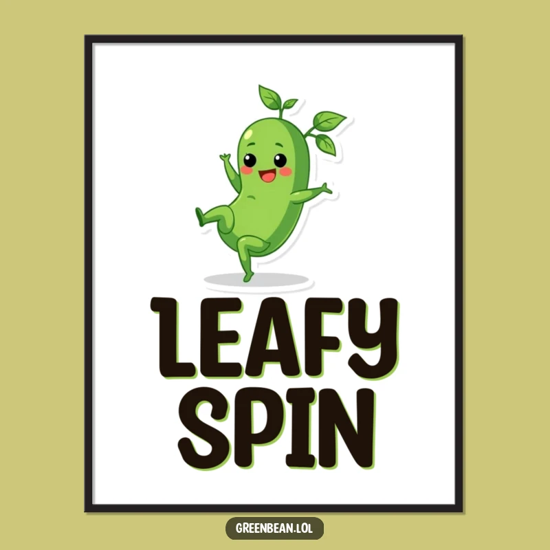 Funny Cartwheel Green Bean Poster - Lively Vegetable Wall Art Gift