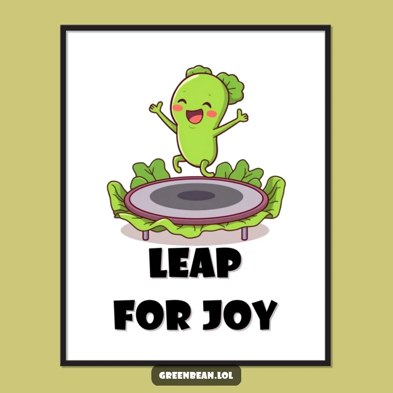 Funny Green Bean Trampoline Poster: Hilarious Veggie Wall Art