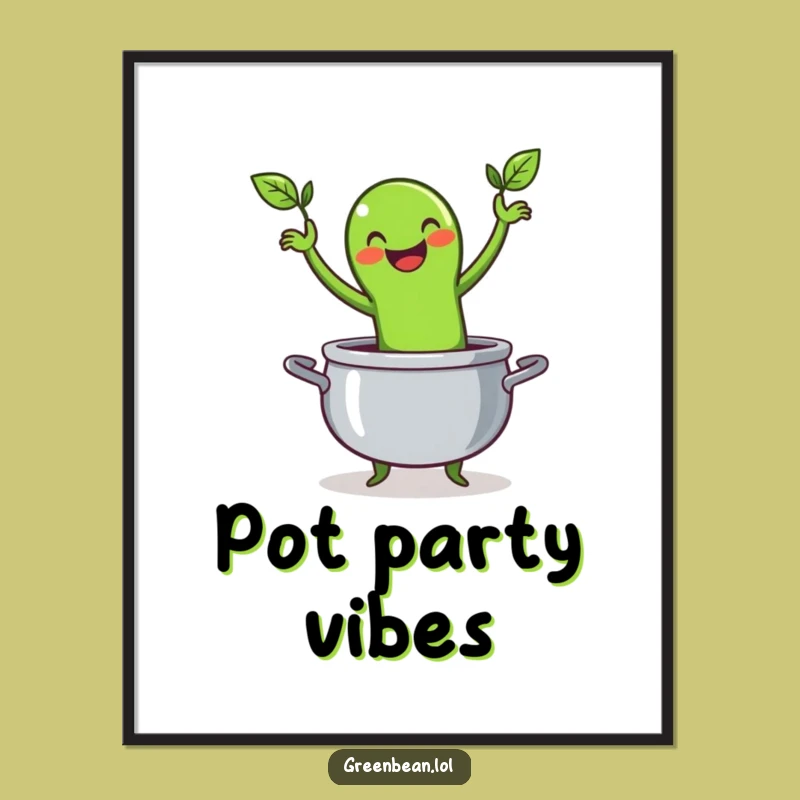 Funny Green Bean Poster: Lively Dancing Art, Humorous Vegetable Wall Decor Gift