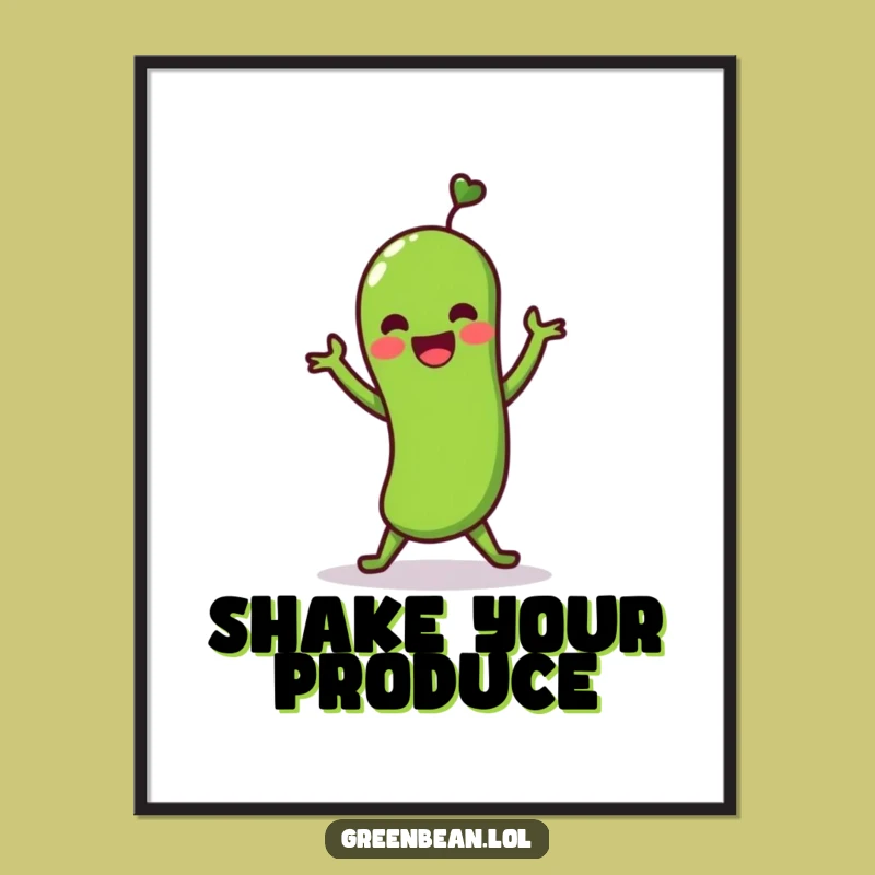 Funny Green Bean Shimmy Poster: Lively Dance Art, Perfect Wall Decor Gift