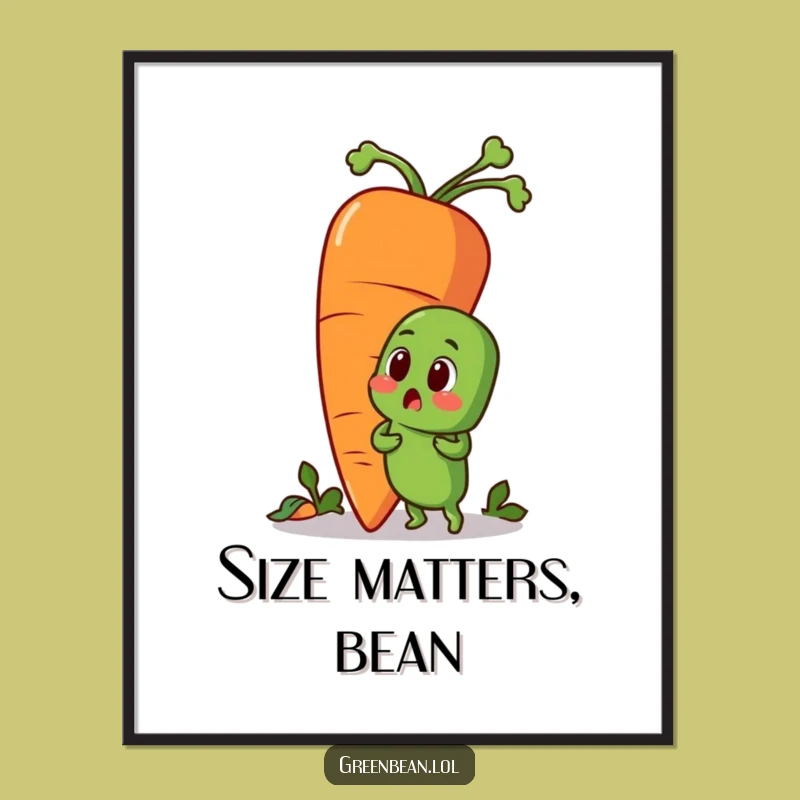 Funny Green Bean Carrot Poster: Humorous Vegetable Surprise Art, Perfect Wall Decor Gift