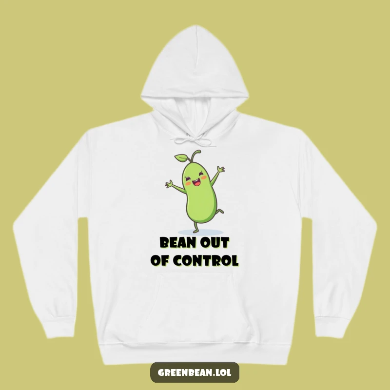 Funny Green Bean Cartwheel Hoodie: Cozy & Hilarious Vegetable Apparel for Cold Days
