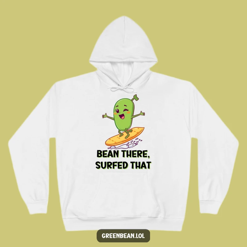 Funny Winking Green Bean Hoodie - Comfy & Hilarious Chip Surfing Wear