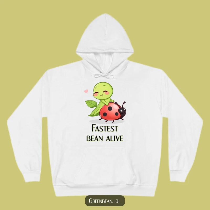 Cozy Funny Green Bean Ladybug Rider Hoodie: Perfect Warm and Hilarious Gift!