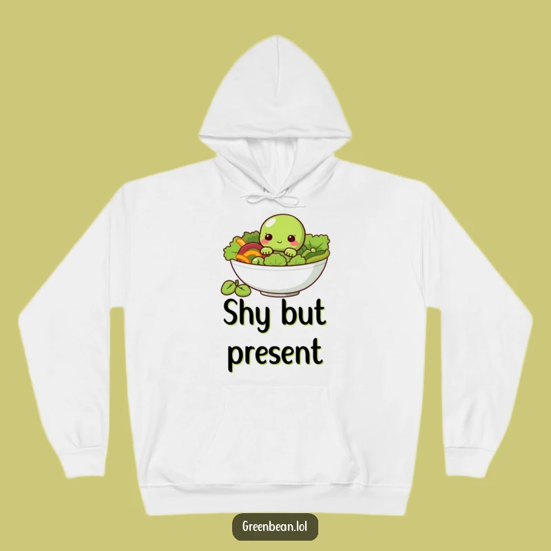 Cozy Funny Hoodie - Shy Green Bean Salad Character Comfort