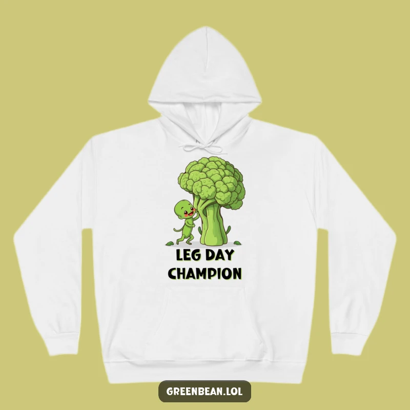 Funny Green Bean Broccoli Climb Hoodie: Cozy & Hilarious Top for Ambitious Dreamers