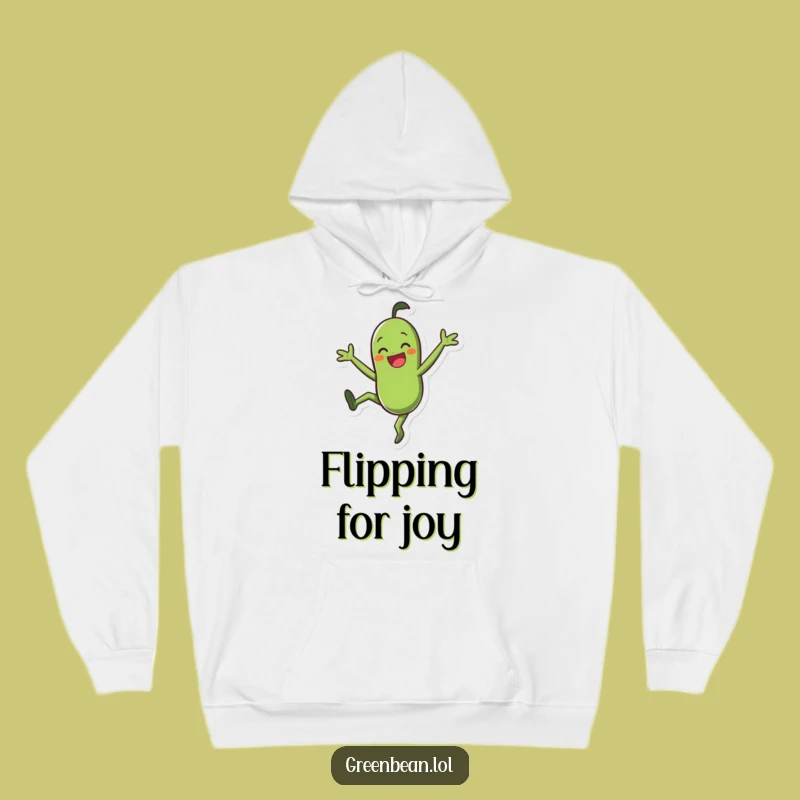 Funny Hoodie - Green Bean Cartwheel Character, Cozy Funny Gift for Energetic People