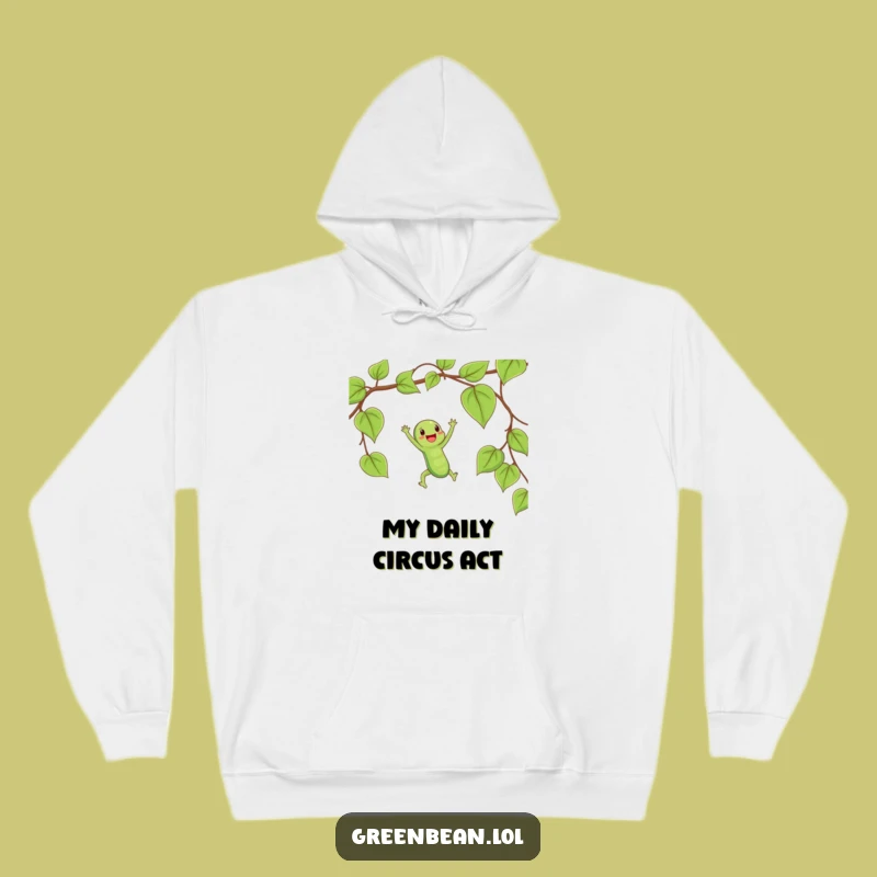 Funny String Bean Trapeze Swing Hoodie: Cozy Veggie Acrobat Sweatshirt Gift