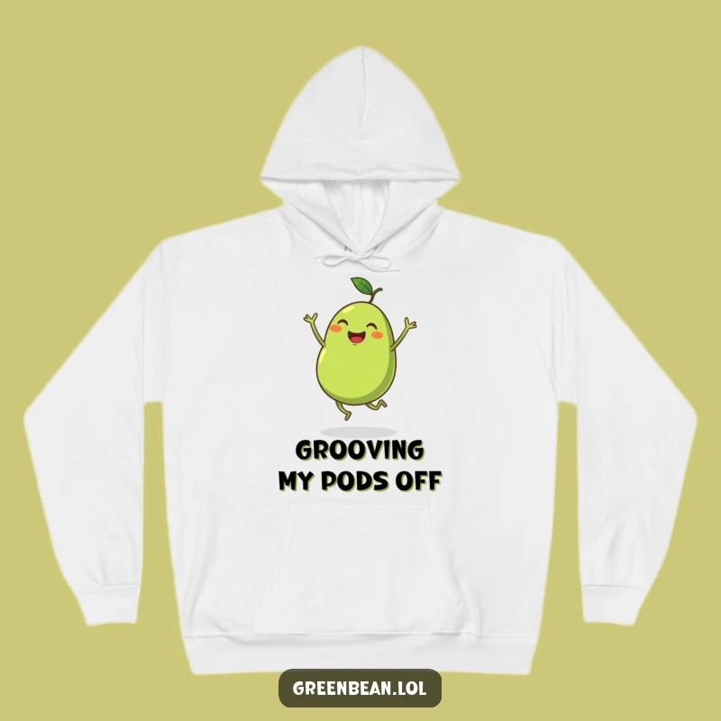 Funny Hoodie: Plump Green Bean Happy Dance - Cozy Veggie Fun