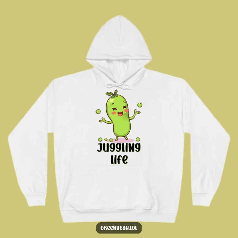 Funny Green Bean Juggling Peas Hoodie: Cozy & Cheerful, Perfect Warm Funny Gift