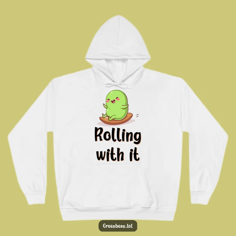 Funny Rolling Bean Hoodie: Downhill Joy, Cozy & Humorous Gift