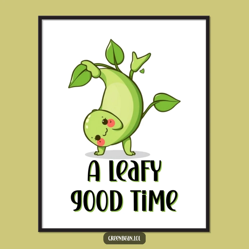 Funny Green Bean Somersault Free Printable Wall Art - Hilarious Downloadable Decor Gift