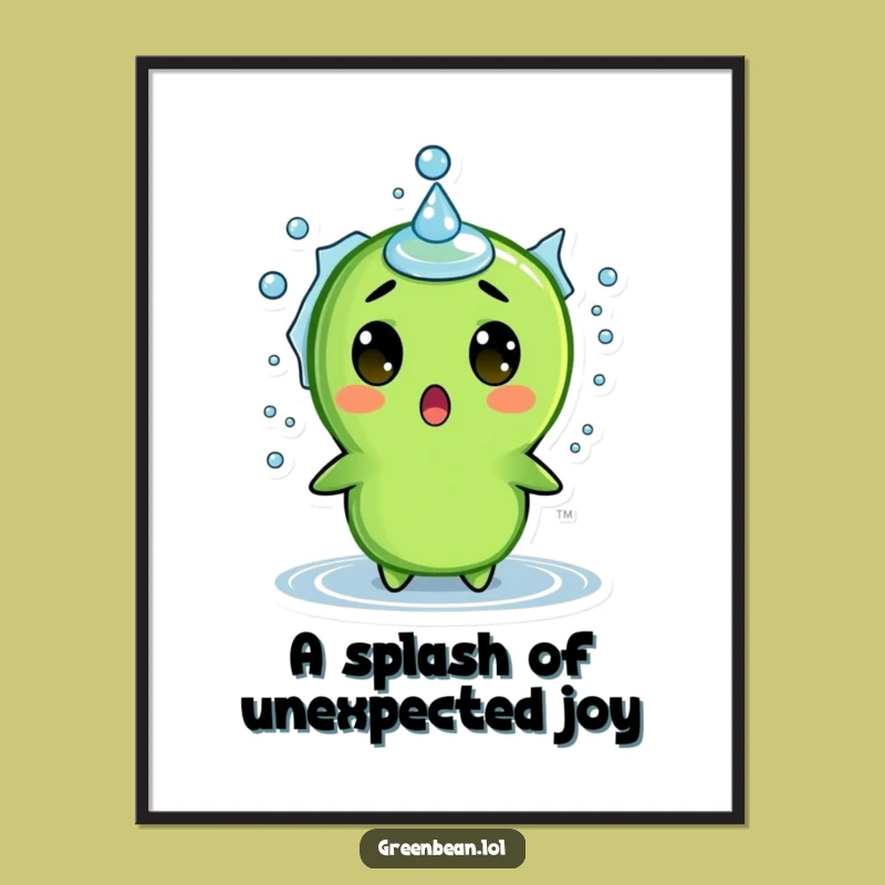 Funny Free Printable Wall Art: Surprised Green Bean Splash Downloadable Art Decor