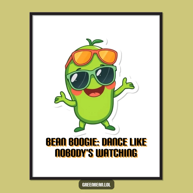 Free Printable Wall Art: Funny Disco Green Bean Downloadable Art