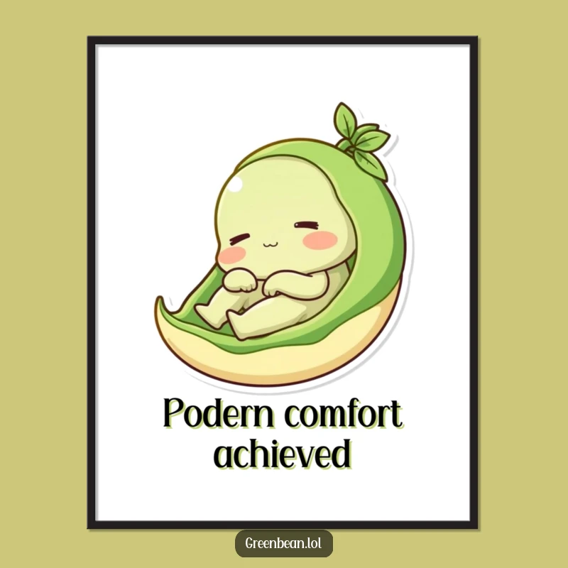 Funny Free Printable Wall Art: Cozy Bean Relaxation Scene, Humorous Downloadable Art Gift