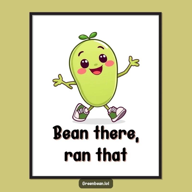 Funny Free Printable Wall Art: Speedy Bean Runner, Whimsical Downloadable Decor