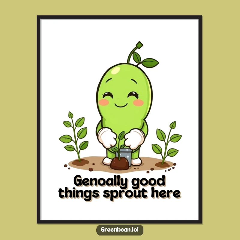 Free Printable Wall Art: Green Bean Gardener Cultivating Joy and Whimsy at Home
