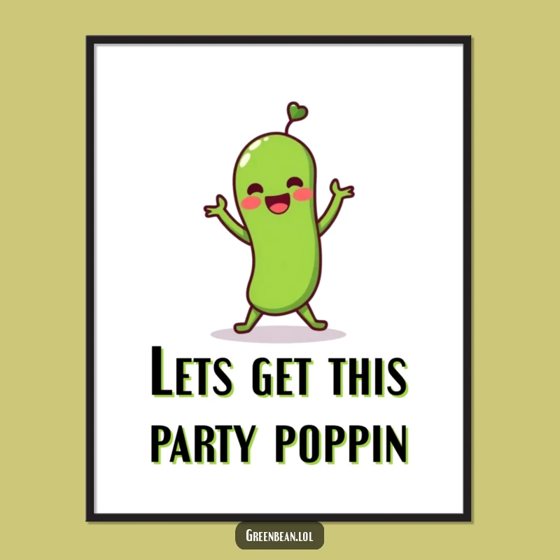 Funny Free Printable Wall Art: Dancing Green Bean's Shimmy Moves Downloadable Art