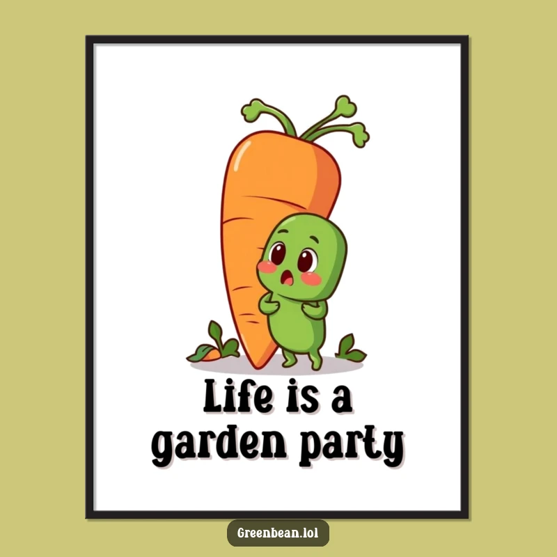 Funny Free Printable Wall Art: Green Bean's Giant Carrot Friend Surprise Downloadable Art