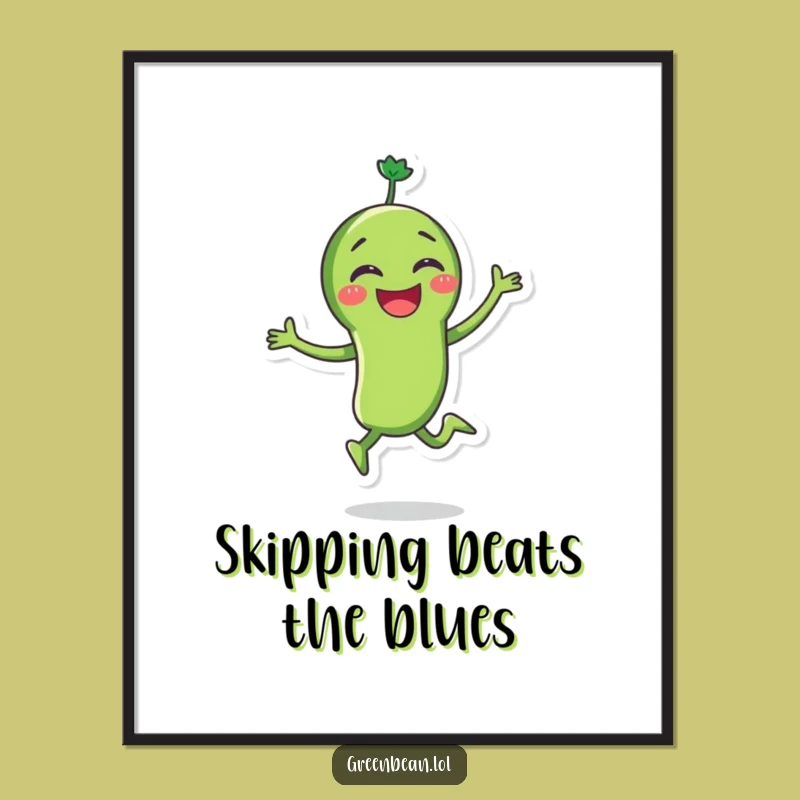 Free Printable Joyful Bean Dancing Wall Art - Funny Downloadable Decor for Happy Spaces