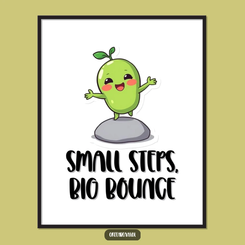 Free Printable Wall Art: Bouncing Green Bean - Joyful Downloadable Decor