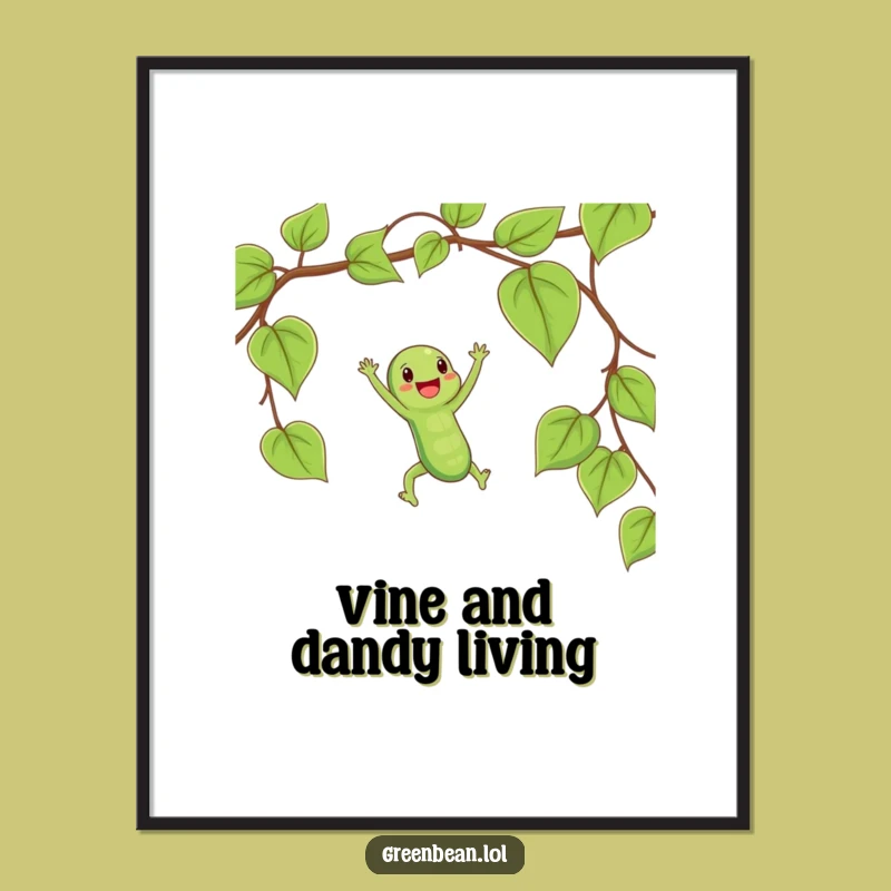 Funny Free Printable String Bean Wall Art: Vine Swing Humor Decor