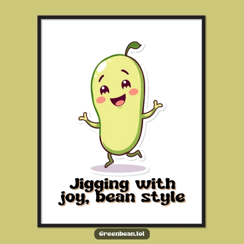 Whimsical Free Printable Wall Art: Dancing Green Bean Downloadable Art