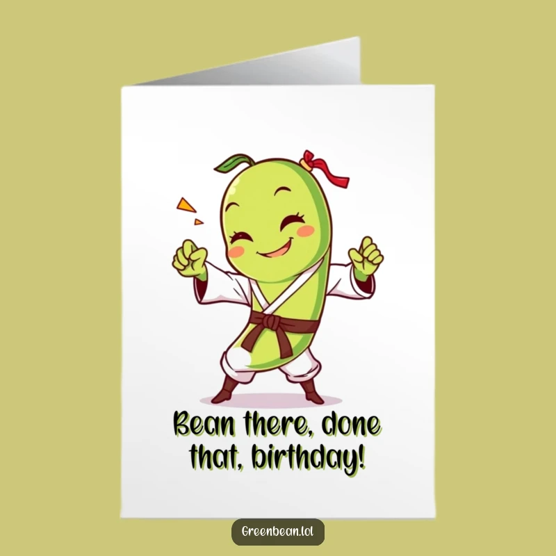 Free Printable Karate Bean Birthday Card - Funny Downloadable Gift for Veggie Lovers