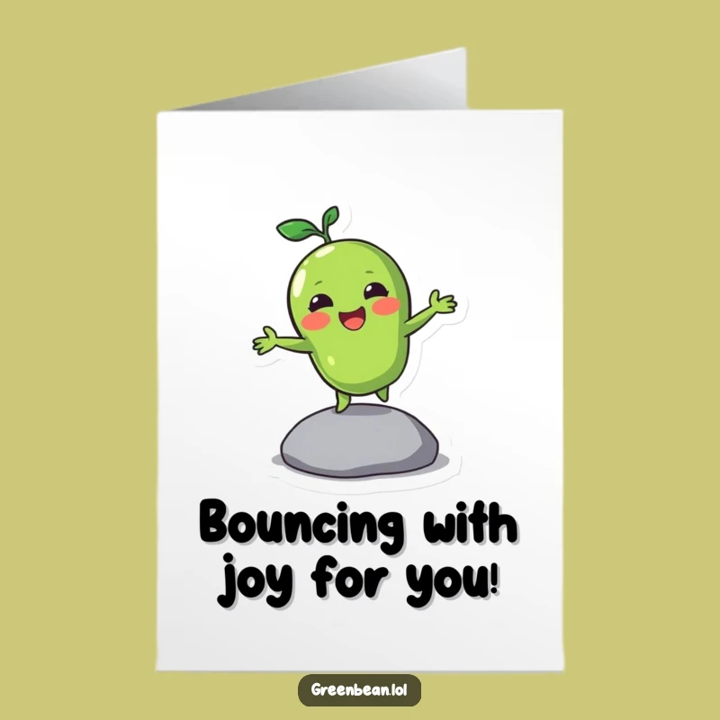 Free Printable Birthday Card: Bouncing Green Bean - Joyful Downloadable Gift