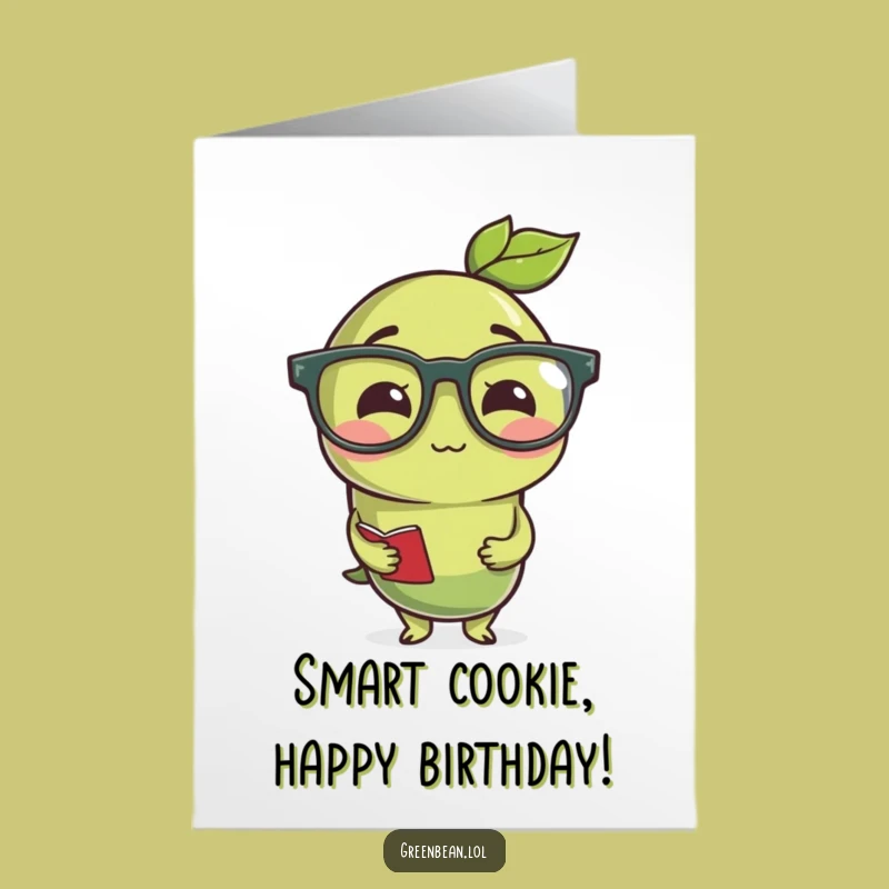 Free Printable Birthday Card: Studious Green Bean, Smart Downloadable & DIY Gift